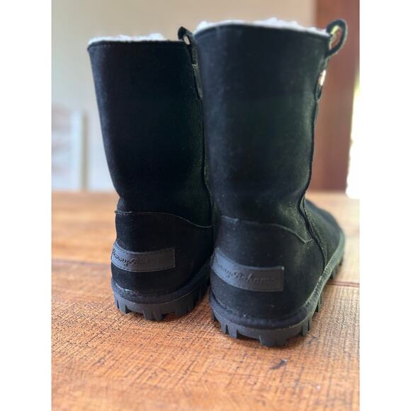 Womens Tommy Bahama Black Fuzzy Winter Fashion Nice Tread Boots Size 8 - Picture 12 of 12